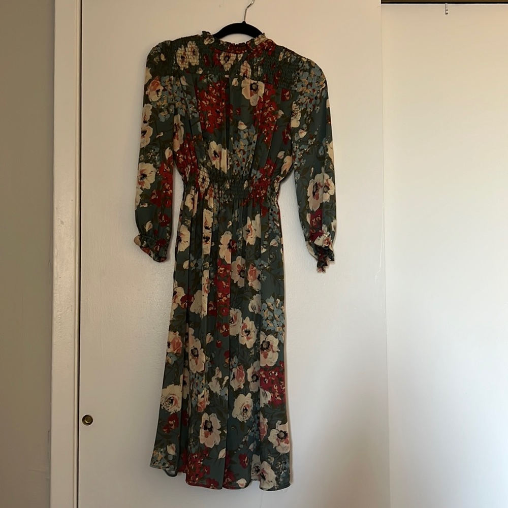 Zara floral midi dress with ruching detail